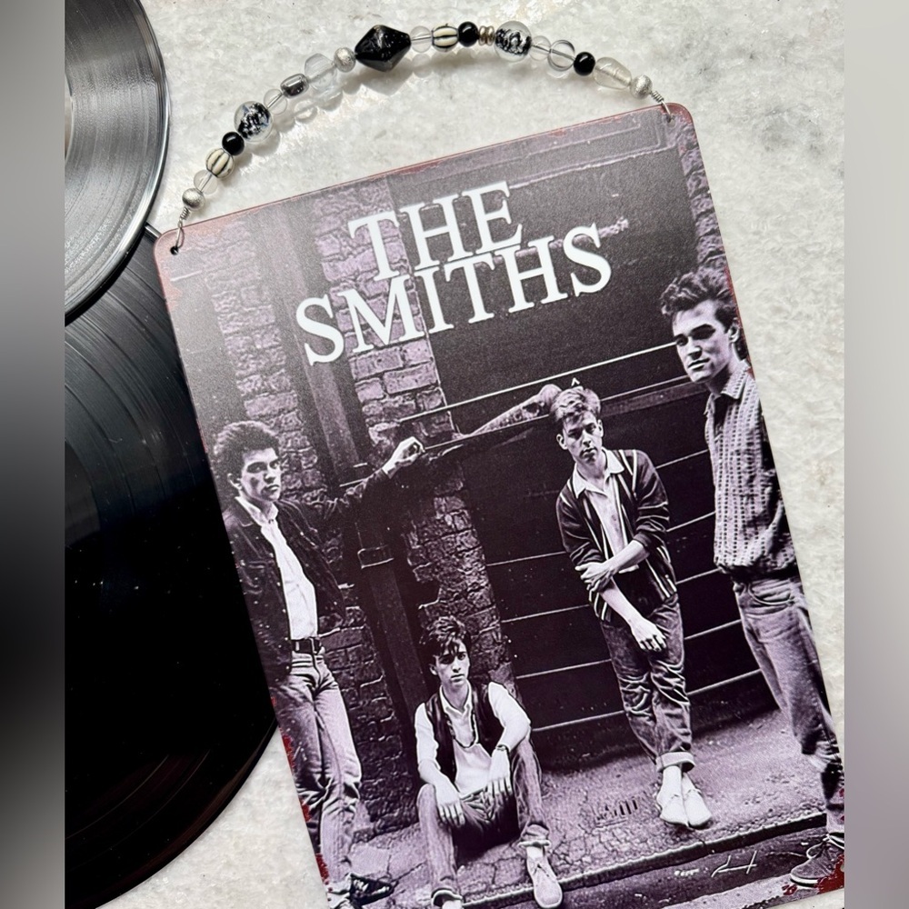 New The Smiths Band 80s Inspired Metal Wall Sign w/ Beaded Hanger - 8” x 12”